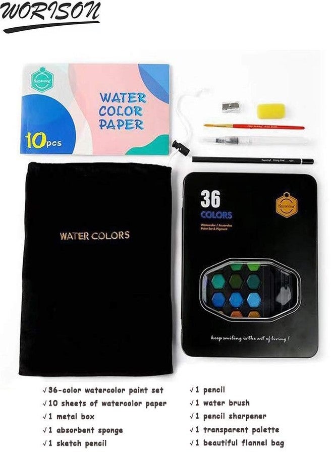 KABEER ART Watercolor Cakes Set Art Painting Kit with Watercolor Paper, 36 Colors, Multicolour - Image 2